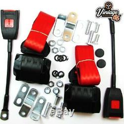 Classic Ford Front Pair Fully Automatic Inertia Red Seat Belt Kits E Approved