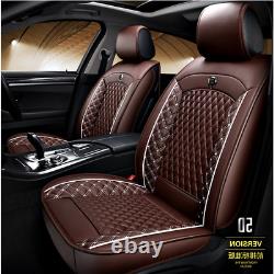 Coffee Luxury PU Leather 5-Sit Car SUV Seat Covers Breathable Full Set Covers
