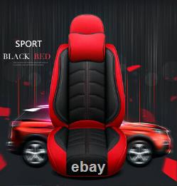 Deluxe Edition Full Seat PU Leather Car Seat Covers Cushions Black/Red +Headrest