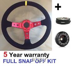 Dished Snap Off Steering Wheel And Boss Kit Fit Mazda Escort Cortina Mk1 Mk2 Red