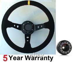 Drift Suede 350mm Steering Wheel Fit Ford Capri Mk1 Mk2 Escort Black Competion