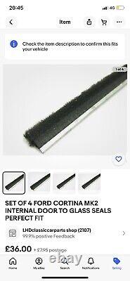 Ford Cortina MK2 4 Door Inner And Outer Door To Glass Seal Kit