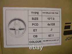 Ford Escort Capri Cortina Silver Revolite 7x13 Alloy Wheel Set 13x7 Et-7 Jbw