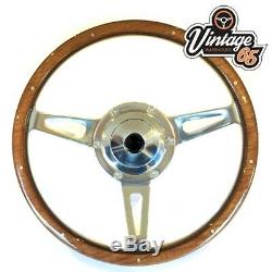 Ford Escort Mk1 Classic 15 Polished Riveted Wood Rim Steering Wheel & Boss Kit