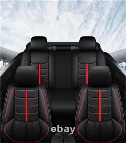 Full Surrounded Car Seat Covers Black/Red Leather Front+Rear For 5-Seats Car SUV