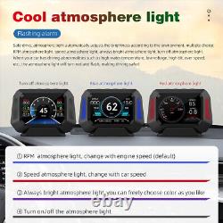 LCD Car OBD2 GPS Guage Head Up Display HUD Speedometer Alarm System Slope Meter