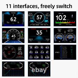 LCD Car OBD2 GPS Guage Head Up Display HUD Speedometer Alarm System Slope Meter