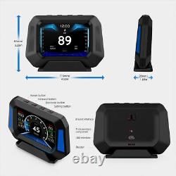 LCD Car OBD2 GPS Guage Head Up Display HUD Speedometer Alarm System Slope Meter