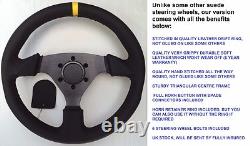 Leather Drift Flat 330mm Steering Wheel Fit Ford Capri Mk1 Mk2 Escort Black