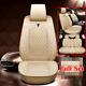 Luxury Breathable Pu Leather Car Seat Cover Cushion Warm Beige Full Set Covers