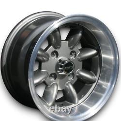 Minilite Style Alloy Wheels Anthracite For Ford Cortina MK2 7x13 ET