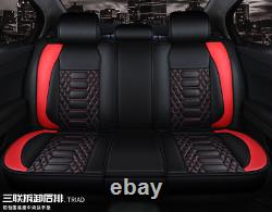Premium Car Seat Covers Black/Red PU Leather Full Set For Interior Accessories