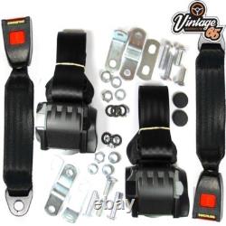 Rear Pair Fully Automatic Inertia Black Seat Belt E Approved For Classic Ford
