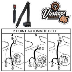 Rear Pair Fully Automatic Inertia Black Seat Belt E Approved For Classic Ford