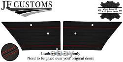 Red Stitch Leather 2x Rear Door Card Covers Fits Ford Cortina Mk2 4dr