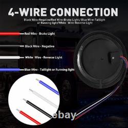 Round Rear LED White Red Tail Stop Brake Turn Signal Lamp Trailer Truck Van 16x