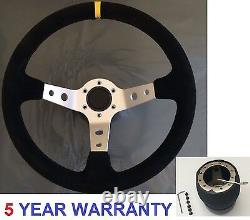 Track Suede 350mm Drift Steering Wheel Fit Ford Capri Mk1 Mk2 Cortina Escort