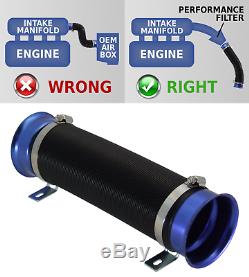 UNIVERSAL COLD AIR FEED/INTAKE PIPE BLACK with BLUE RAMS UN2101B-Ford 1