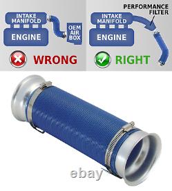 UNIVERSAL COLD AIR FEED / INTAKE PIPE BLUE with SILVER RAMS UN2101E-Ford 1
