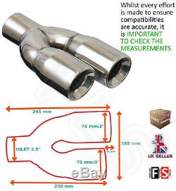 UNIVERSAL STAINLESS EXHAUST TAILPIPE 2.5 INLET LEFT YFX-0225-SP3L-Ford 1