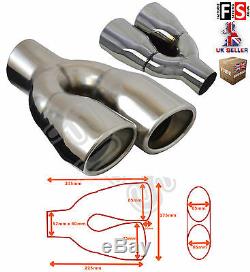 UNIVERSAL STAINLESS STEEL EXHAUST TAILPIPE 2.25 INLET TWIN PAIR-Ford 1