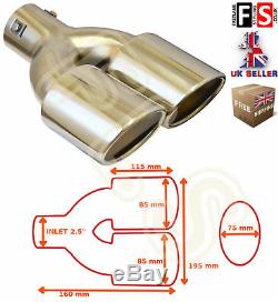 UNIVERSAL STAINLESS STEEL EXHAUST TAILPIPE 2.5 INLET YFX-0294-Ford 1