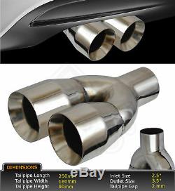 UNIVERSAL STAINLESS STEEL EXHAUST TAILPIPE PAIR 2.5 IN 3.5 OUTFord 1