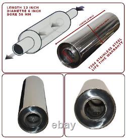 UNIVERSAL T304 STAINLESS STEEL EXHAUST PERFORMANCE SILENCER 12x6x 58MM- FRD1