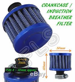 Universal Oil Mini Breather Air Filter Fuel Crankcase Engine Car Blue