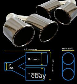 Universal Stainless Steel Black Edition Exhaust Quad Tailpipe Pair-frd1