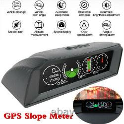 Vehicle GPS Slope Meter Inclinometer Alarm Speed Tilt Pitch Multifunction Gauge