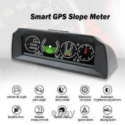 Vehicle GPS Slope Meter Inclinometer Alarm Speed Tilt Pitch Multifunction Gauge