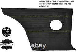 Yellow Stitch 2x Full Rear Door Card Leather Covers Fits Ford Cortina Mk2 1600e